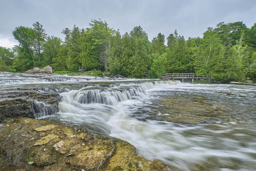 Teeswater ON - View of a Flowing River in Teeswater Ontario